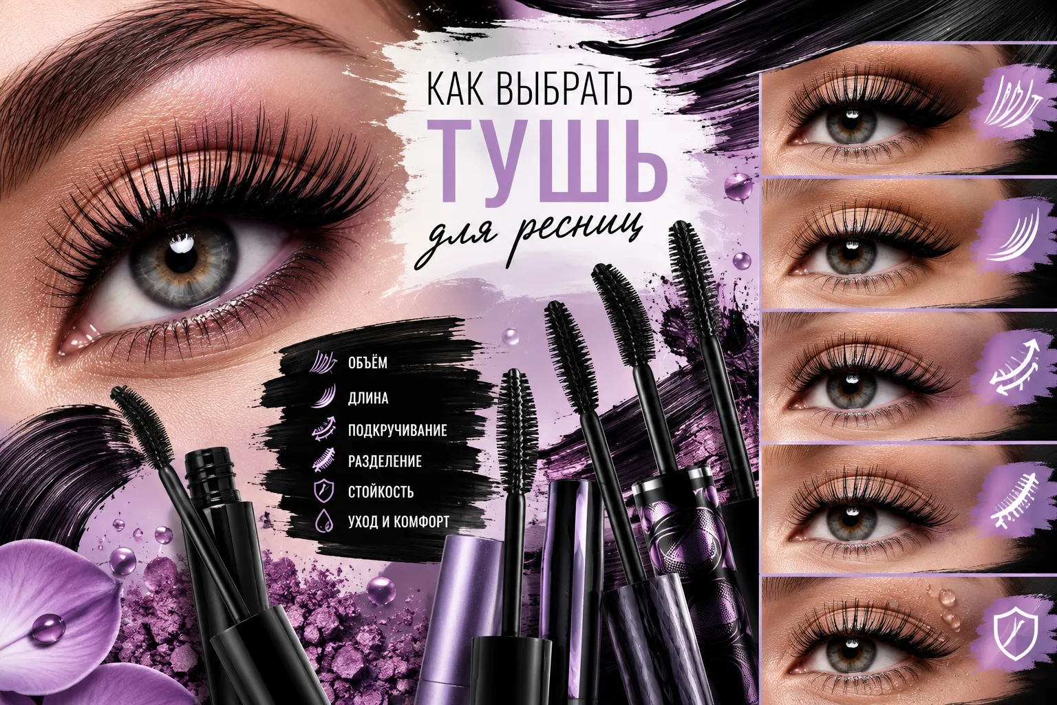 Как выбрать тушь для ресниц: для объёма, длины, подкручивания и стойкого макияжа