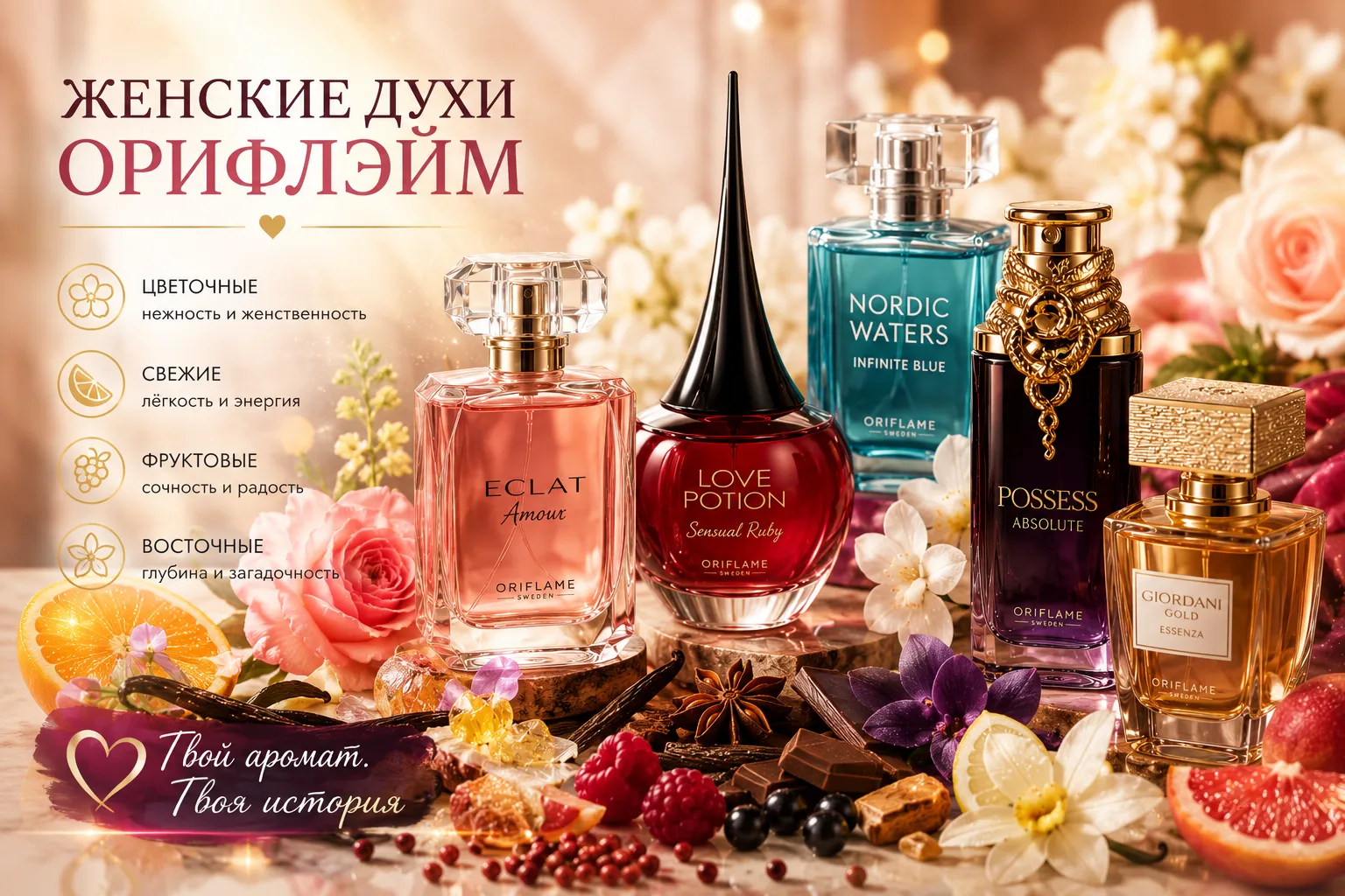 Женские духи Орифлейм: виды ароматов, описание и как выбрать свой