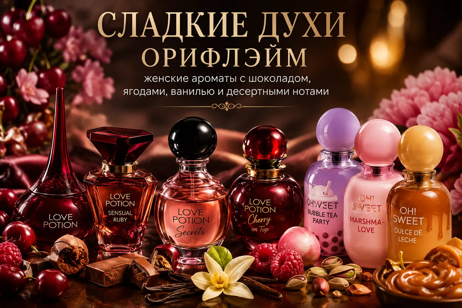 Сладкие духи Орифлейм: женские ароматы с шоколадом, ягодами, ванилью и десертными нотами